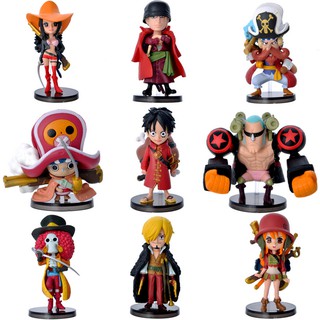 【 9 PCs】 ชิ้นชุดของเล่นฟิกเกอร์ One Piece Luffy Zoro Figurine Figures