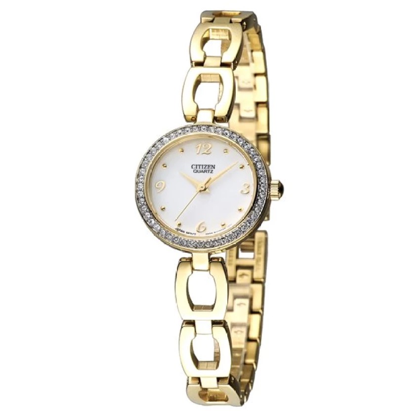 CITIZEN Quartz Ladies Watch Stainless Strap Crystal รุ่น EJ6072-55A - Gold/White