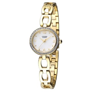 CITIZEN Quartz Ladies Watch Stainless Strap Crystal รุ่น EJ6072-55A - Gold/White