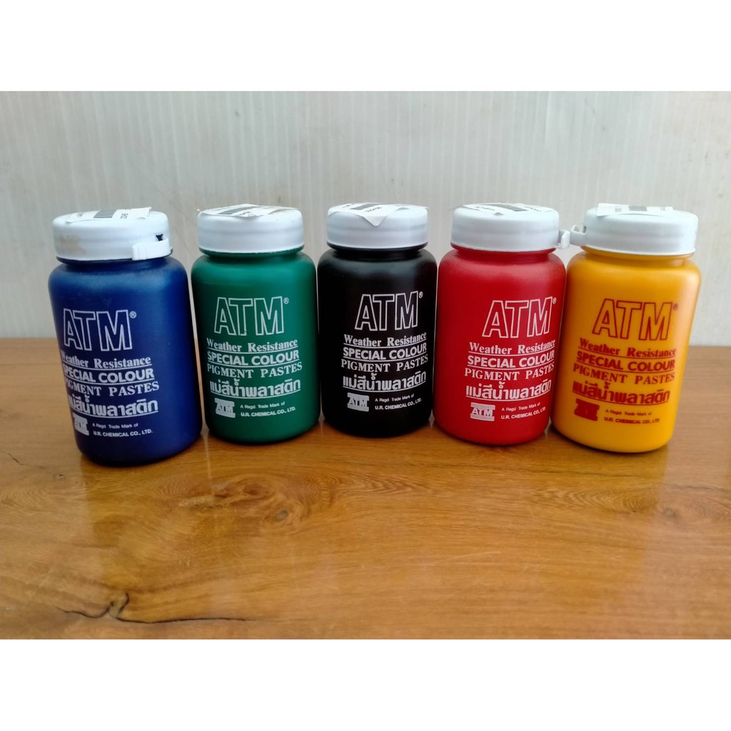 แม่สีน้ำพลาสติก ยี่ห้อ ATM  ขนาด 100 กรัม มี 5 สี