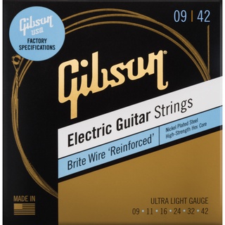 NEW 2021 🎁 สายกีต้าร์ไฟฟ้า Gibson สาย กิฟสัน Electric Guitar Strings Brite Wire Reinforced ขนาด 09-42 เบอร์ 9 สายกีต้าร์ ไฟฟ้า