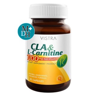 Vistra CLA &amp; L-Carnitine 1100 mg Plus Vitamin E วิสทร้า แอล-คาร์นิทีน ซีแอลเอ เผาผลาญไขมัน ขนาด 30 แคปซูล 14628