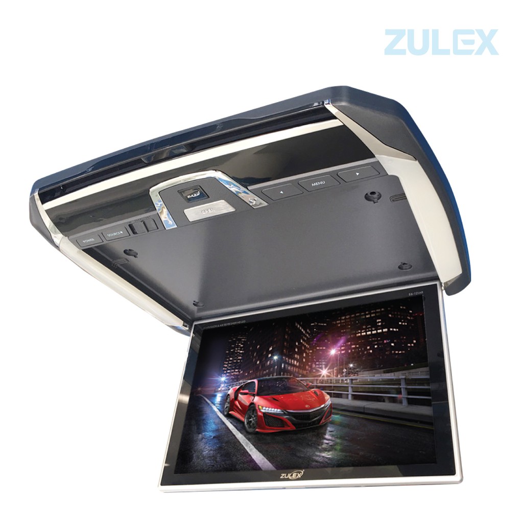 zulex New จอเพดานติดรถยนต์ รุ่น E6-121AR สีเทา ขนาด12.1" บางเพียง 2.0 CM มาพร้อมเครืองฟอกอากาศช่วยลด