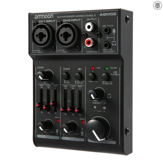 Cod Ammoon Agm02 Mini 2 - ช่อง คอนโซล เครื่องผสมเสียงดิจิตอล 2 - Band Eq Built - In 48V Phantom Power 5V Usb