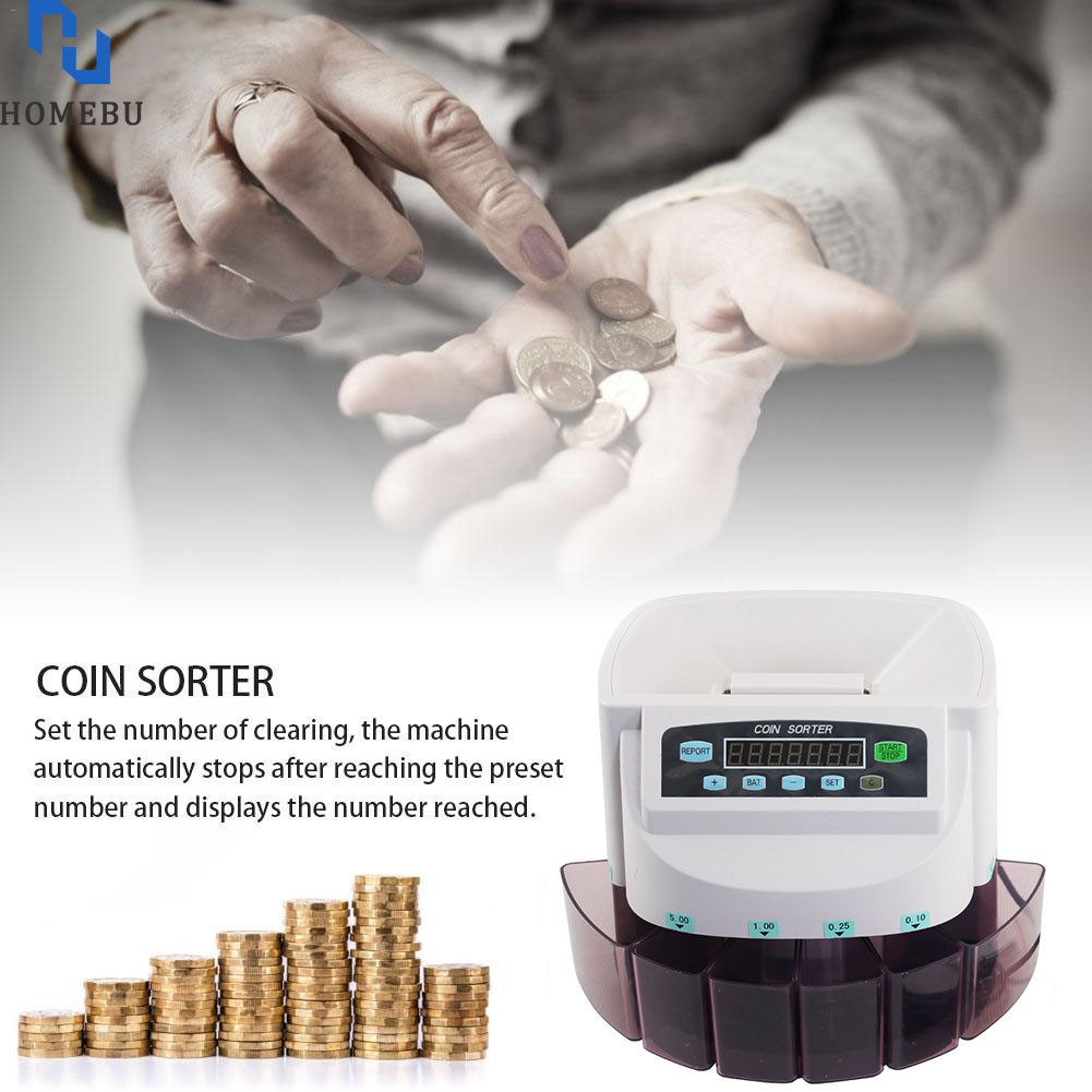 HOMEBU เครื่องนับเหรียญ เครื่องคัดแยกเหรียญ ดิจิตอล ระบบดิจิตอล แยกเหรียญได้ทุกชนิด เหรียญไทยทุกชนิด Money / Coin Sorter