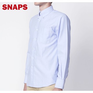 SNAPS Oxford Slimfit Long-Sleeve Blue Shirt (เสื้อเชิ๊ตสีฟ้า ผ้าอ๊อกฟอร์ดแขนยาว)