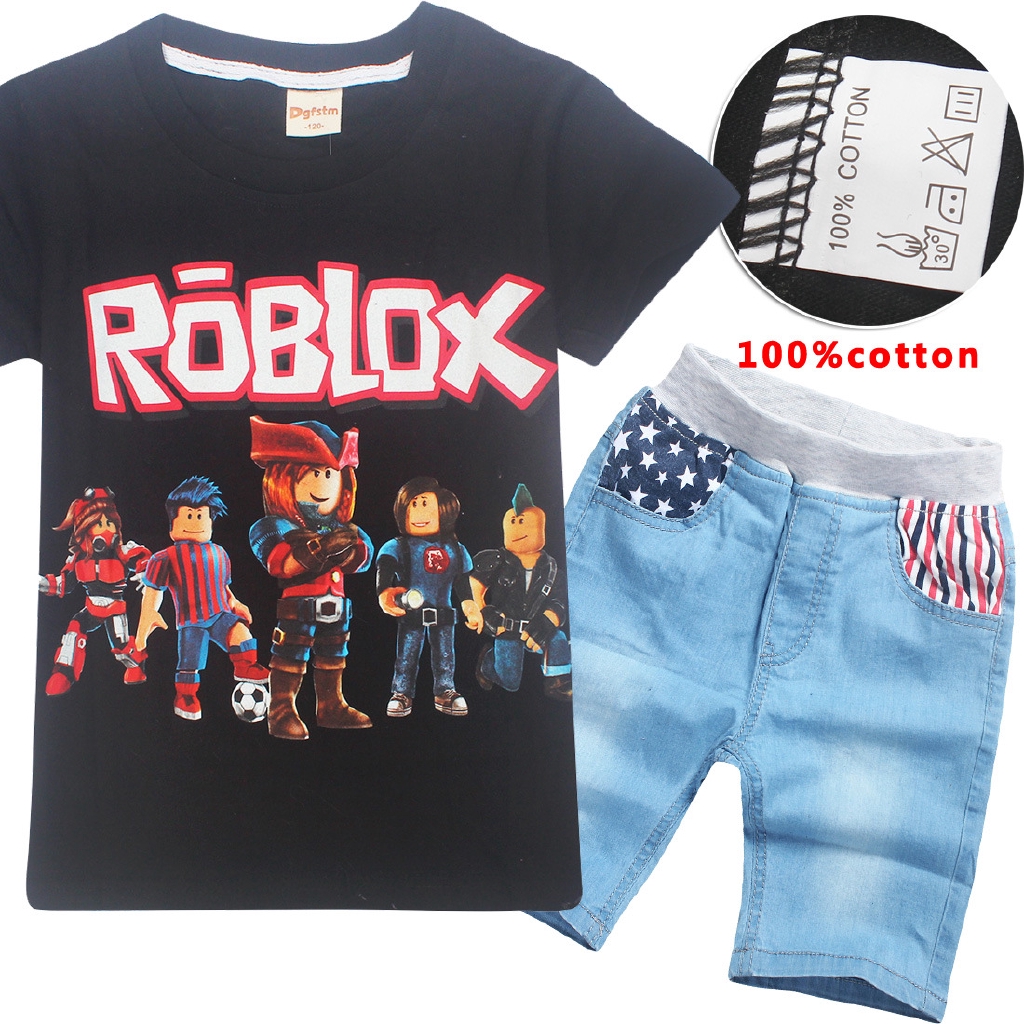 เส อย ดแขนส นกางเกงย นส Roblox ผ าฝ าย 6 14 ป Shopee Thailand - ขายถก roblox boys 105 155cm body height cotton t shirts