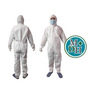 ชุด PPE หนา 70 แกรม กันละอองน้ำ​ ฝุ่น​ สารเคมี ชุดป้องกันเชื้อโรคและสารพิษ จำนวน 1 ชุด 19408