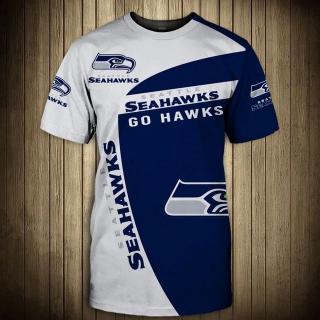 เสื้อยืดแขนสั้นพิมพ์ลาย seattle seahawks 3 มิติสําหรับผู้ชาย