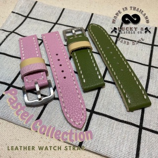 สายนาฬิกา หนังแท้ สำหรับ seiko rolex casio handmade วินเทจ ฟรี สปริงบาร์แบบถอดเร็ว บัคเคิลสแตนเลสแท้ lucky8leather
