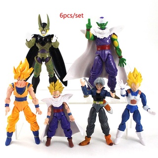 โมเดลฟิกเกอร์ Dragon Ball SHF Goku Vegeta Trunks Gohan ข้อต่อขยับได้ ของเล่นสําหรับเด็ก 6 ชิ้น ต่อชุด