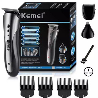 Kemei KM-1407 ไร้สาย 3 In1 ผมเคราจมูกหูโกนหนวดปัตตาเลี่ยนตัดหวีเครื่องมือกรูมมิ่ง 3 In 1 Electric Trimmer