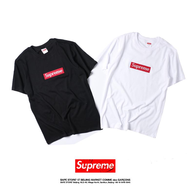 ถูกสุดๆSUPREME ผู้ชายและผู้หญิงแฟชั่นลำลองเสื้อยืดแขนสั้นรหัสเต็ม