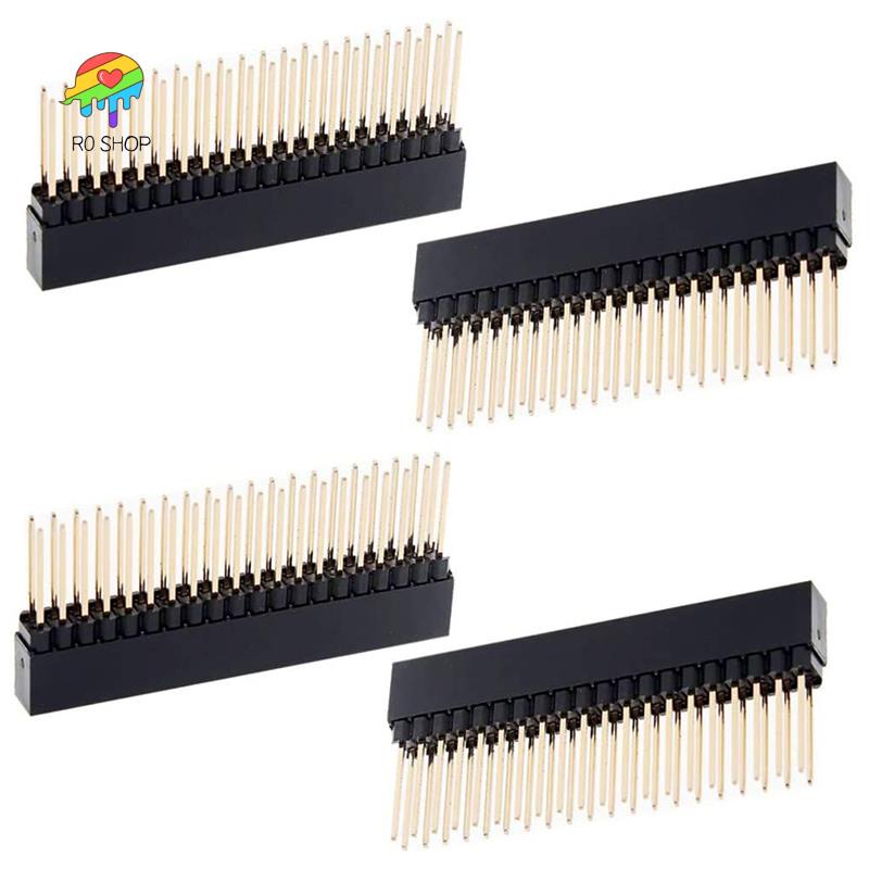2 x 20(40 Pin) หัวซ้อนสําหรับ Raspberry Pi A+/B+/Pi 2/Pi 3 หัวสูงพิเศษ (แพ็ค 4 ชิ้น)