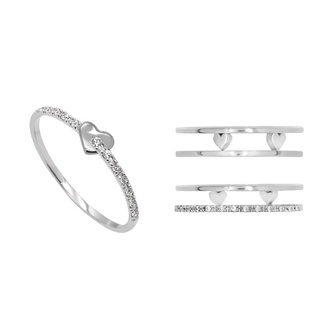 A.CEMI Heart Hug Ring + 2 way Dazzling Ring Set