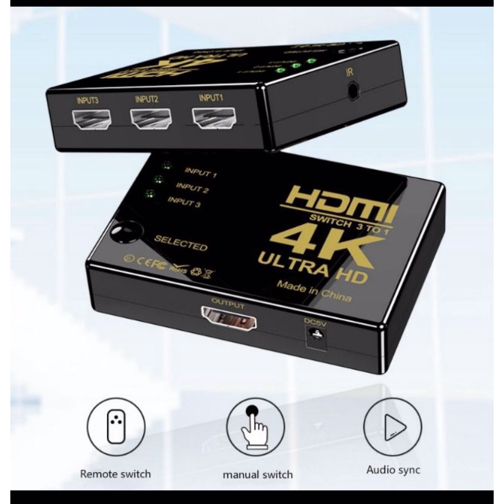 UH301 1 ถึง 3 HDMI SPLITER 4K * 2K HDMI Switch Spliter Switcher กล่องคู่มือรีโมทคอนโทรล Ultra HD HDM