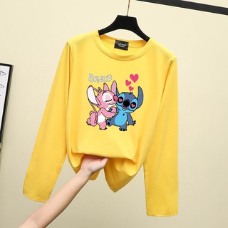 ถูกที่สุด  ล่าสุด  ลายการ์ตูนน่ารัก  คอกลม เสื้อแขนยาว  เสื้อยืด  8สี  S~3XL