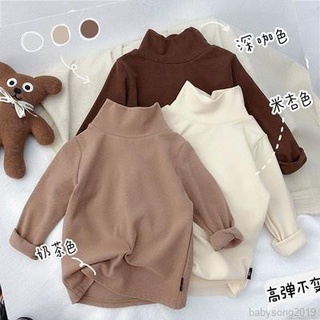 Baby Girls Tops Childrens Bottoming Shirt Korean Version Of All-match Long-sleeved High-neck Warm Inner Jacket Girls Winter Tshirt