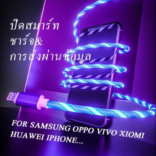 สายชาร์จโทรศัพท์มือถือ ส่งข้อมูล Micro USB Type-C  LED 1 เมตร สำหรับ Samsung