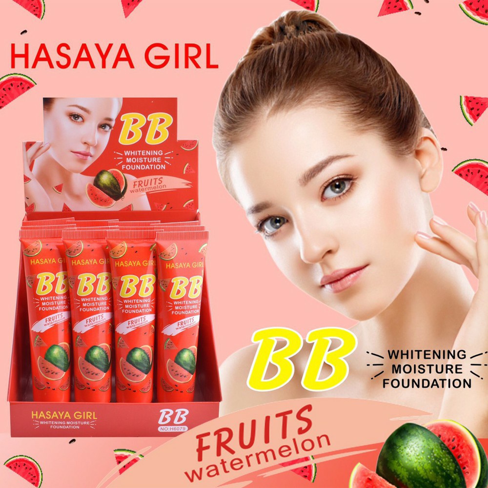 H6079 ครีมแตงโมง HASAYA GIRL ครีมแตงโม BB ครีมแตงโมแบบหลอดบีบ ครีมแตงโมง BB เกลี่ยง่ายกลิ่นหอม ครีมร