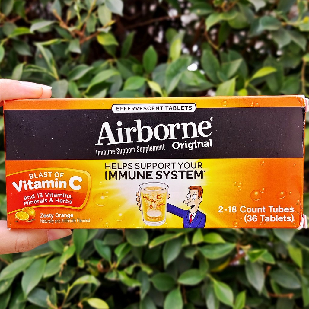 80% Sale!!วิตามินซี แบบเม็ดฟู่ รสส้ม Immune Support Blast of Vitamin C, Zesty Orange 36 Effervescent Tablets (Airborne®)