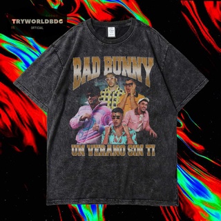 เสื้อยืดพิมพ์ลายแฟชั่น เสื้อยืด พิมพ์ลาย Tryworldbdg OFFICIAL "BAD BUNNY" | เสื้อยืด ซักได้ | หินล้าง | เสื้อยืด ขนาดใหญ