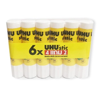 ยู้ฮู กาวแท่ง 21 กรัม สีขาว x 4 แถม 2 แท่ง101347UHU Glue Stick 21 g x 4 free 2 Sticks UHU Glue Stick 21 g white x 4 free