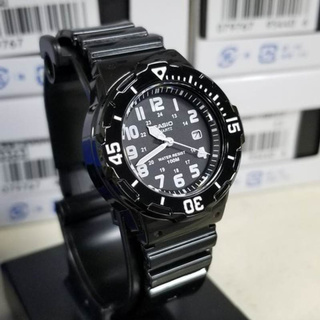 Win Watch shop Casio รุ่น LRW200H1B นาฬิกาผู้หญิง สายเรซิ่นสีดำ หน้าปัดดำ กันน้ำ 100 เมตร