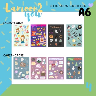 สติกเกอร์ไดคัท Sticker Die-Cut A6 ลายน่ารัก แผ่นละ35฿ 3แผ่น100฿