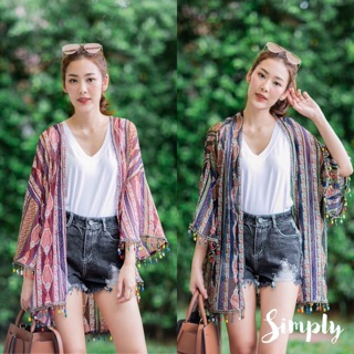 เสื้อคลุมผ้าชีฟองเนื้อดี ลาย style bohemian