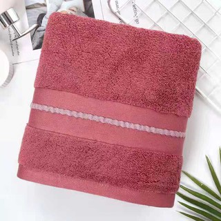 ผ้าเช็ดตัวเยื่อไผ่ Bamboo Towel ผ้าขนหนูใยไผ่ ผ้าเช็ดตัวเซ็ตคู่ ผ้าเช็ดตัวฝ้าย100% 1 ผืน + ผ้าขนหนูเช็ดผม 1 ผืน ลายแถบ