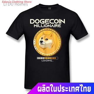 printเสื้อยืดแฟชั่นพิมพ์ลายEdens Clothing Store 2021 Lidu Dogecoin Millionaire Loading Cool Doge Crypto Currency เสื้อย