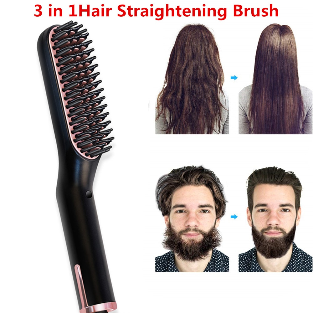 Hair Straightening Irons Beard Grooming Kit Boy Multifunctional Men Beard Straightener  Styling Professional Brush Hair | Shopee Thailand