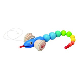 PlanToys 5109 Pull-Along Snake ของเล่นไม้ ลากจูง เสริมสร้างกล้ามเนื้อ งูน้อยดุ๊กดิ๊ก
