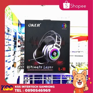 OKER ชุดหูฟังเกมมิ่งมีไฟ GAMING SHOCK LUMINESCENCE L-11 (สีดำ) ระบบเสียงรอบทิศทาง 4D Surround stereo