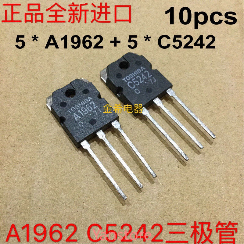 5 2SC5242 10PCS คู่ 2SA1962 TO3P (5PCS A1962 + 5PCS C5242) TO-3P ทรานซิสเตอร์แท้ tta ( + C5242)