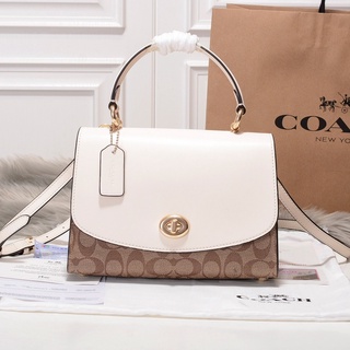 ของแท้ 💯%Coach Parker Flap Bag กระเป๋าสะพายข้างแฟชั่นสตรีอเนกประสงค์ F76620