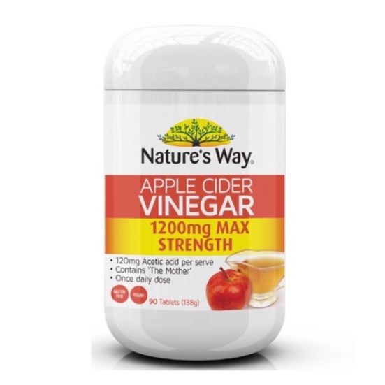 Nature's Way Apple Cider Vinegar 1200 mg Max Strength เนเจอร์สเวย์ แอปเปิล ไซเดอร์ เวเนก้า ขนาด 90 เม็ด 20973