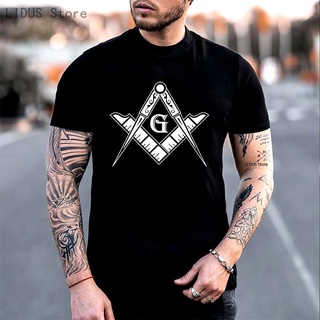 เสื้อยืดผ้าฝ้ายพิมพ์ลายแฟชั่น 【Boutique T-shirt】gildan เสื้อยืดผ้าฝ้าย 100% พิมพ์ลาย Freemason - Square Compass Symbols