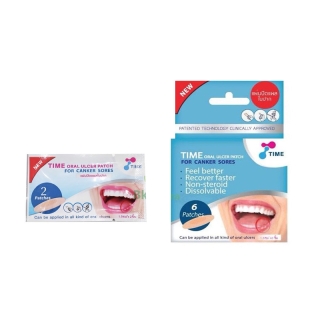 [6.6 เหลือ45บาท+ใช้โค้ด PSMEBO99 ลดเพิ่ม40บาท]แผ่นแปะร้อนในTIME ORAL ULCER PATCH แบบซอง บรรจุ2ชิ้นและแบบกล่อง บรรจุ6ชิ้น