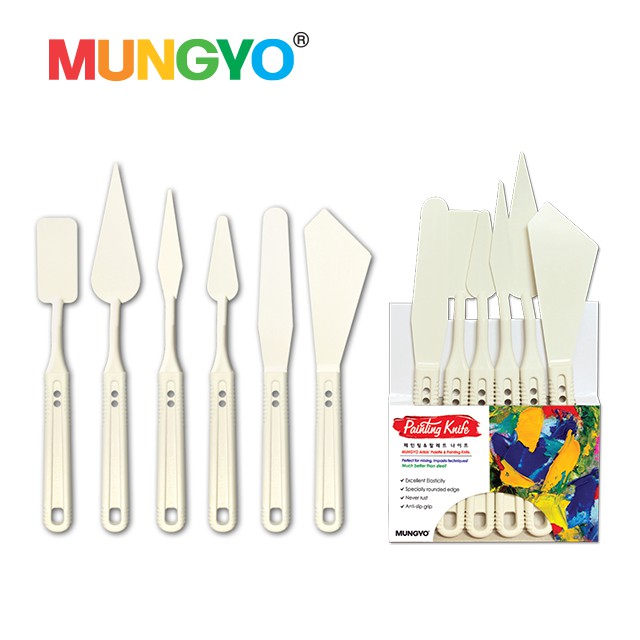 MUNGYO เกรียงพลาสติก 6 ชิ้น (PLASTIC PAINTING KNIFE 6 PCS) 1 ชุด