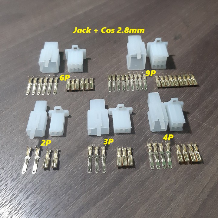 ชุดแจ็ค 5 ชุด (ชาย+หญิง) 2P, 3P, 4P, 6P, 9P ขั้วต่อสายไฟสําหรับรถจักรยานยนต์และรถยนต์ (พร้อมคอส 2.8 