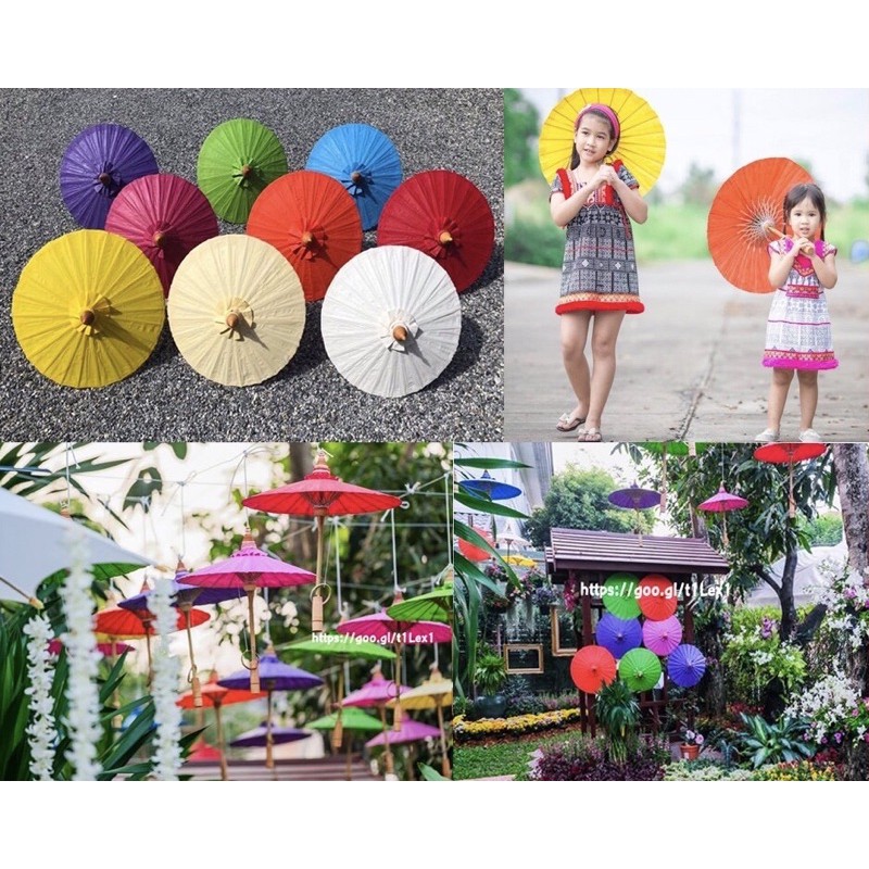 กว้าง 50 ซม. ร่มผ้าเคลือบกันน้ำ ชุดไทย งานแต่ง ขนาดใช้จริง