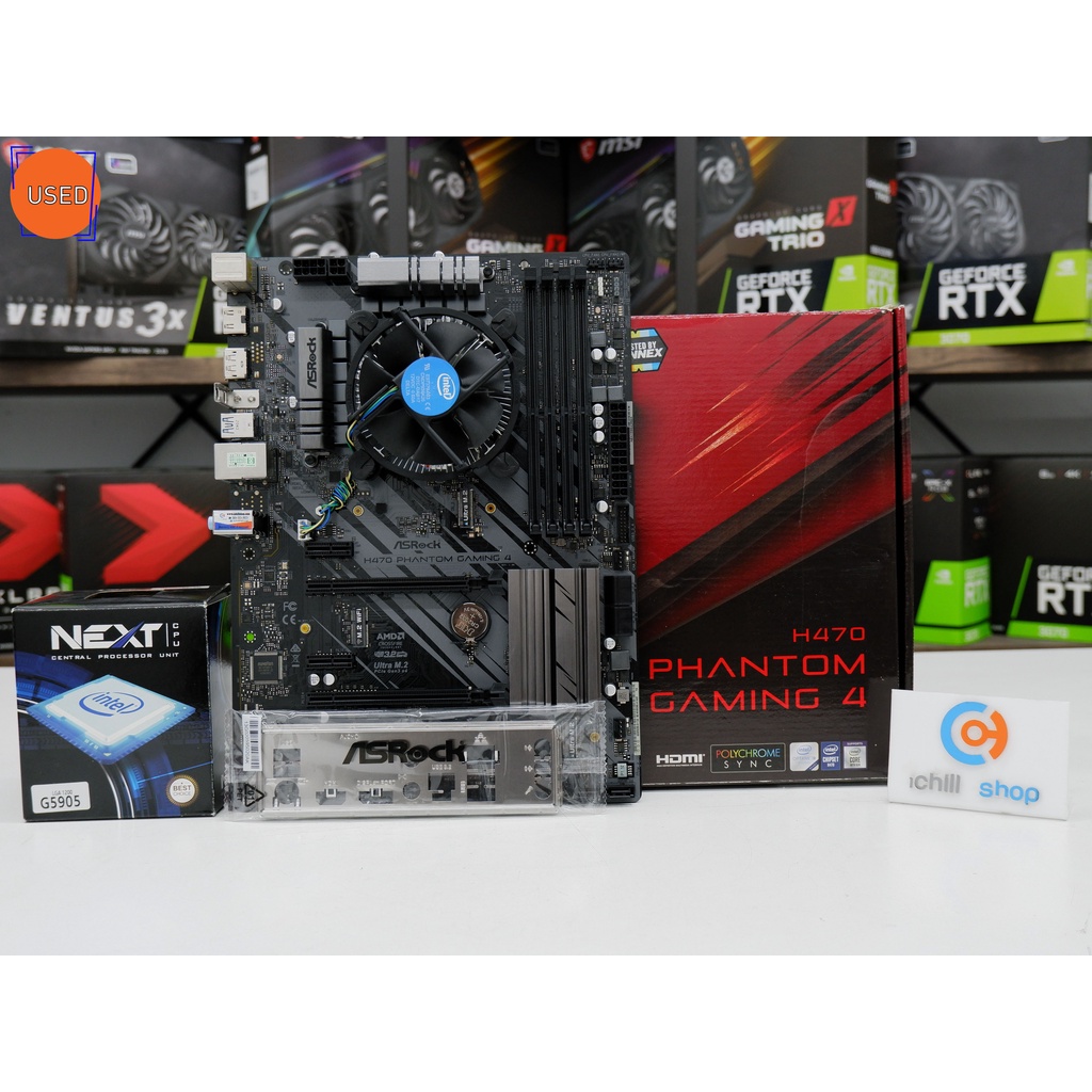 ชุดซีพียูพร้อมเมนบอร์ด CPU : INTEL CELERON G5905 3.5 GHz MB : ASROCK H470 PHANTOM GAMING 4 (ใส่การ์ด