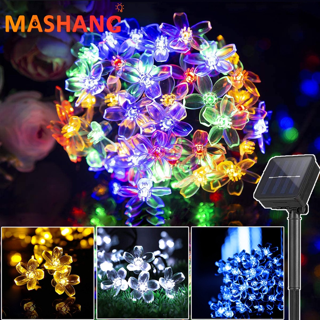 โคมไฟ Led 100 ดวง รูปเชอร์รี่ 8 โหมด พลังงานแสงอาทิตย์ กันน้ํา 12 เมตร สําหรับตกแต่งสวน คริสต์มาส