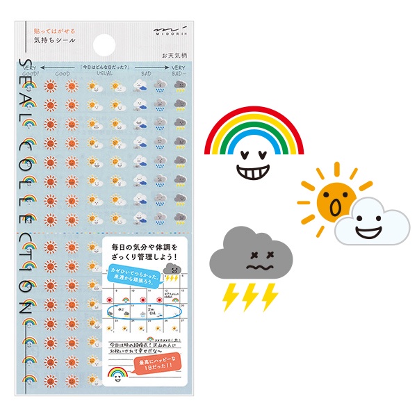 MIDORI Sticker 2304 Feelings <Weather> (D82304006) l สติ๊กเกอร์ลายดินฟ้าอากาศ แบรนด์ MIDORI จากประเทศญี่ปุ่น