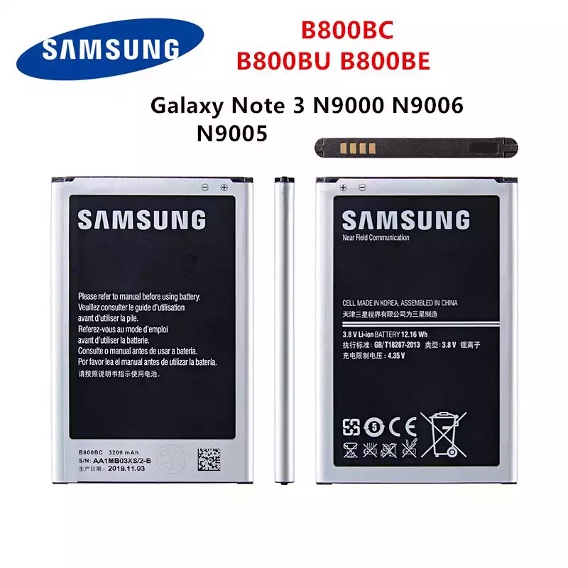 แบตเตอรี่แท้ สำหรับ Samsung Galaxy Note 3 B800BC B800BU B800BE N900 N9002 N9005 N9006 N9008 N9009ด้ว