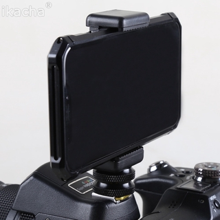 1/4" Phone Clip Holder + Hot Shoe Adapter Mount For Camera Black