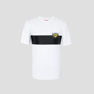 FERRARI เฟอร์รารี่ เสื้อยืดแขนสั้น รุ่น MEN CONTRAST COLOR STRIPE T-SHIRT WHT