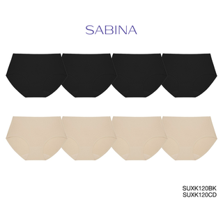 Sabina กางเกงชั้นใน (Set 8 ชิ้น) (ทรงHalf) รุ่น Soft Collection Seamless รหัส SUXK120BK+SUXK120CD สีดำ/สีเนื้อเข้ม